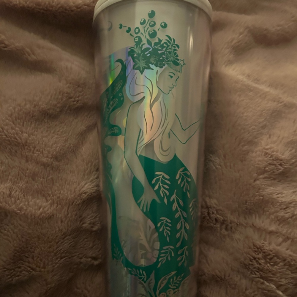 Starbucks Silver and Green Mermaid Tumbler